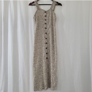 EUC Japna Tan/Black Leopard Print Button Front Maxi Dress Women's Size M